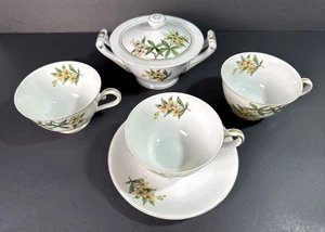 SEYEI Fine China Japan Madeleine 2136 Teeservice 5-teilig Tassen Untertasse Zuckerdose Floral - Bild 1 von 19
