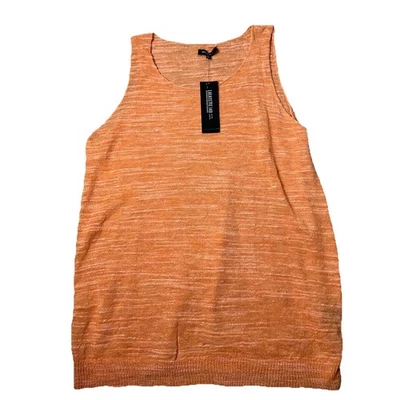 Camiseta sin mangas Lafayette 148 New York para mujer XL naranja tejida mezcla de lino Foto 1 de 4