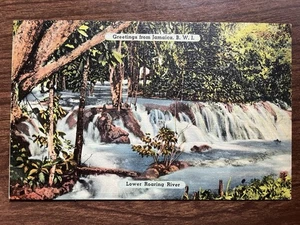 Lower Roaring River, Jamaika, BWI Postkarte ~ unbespielt, Leinen - Bild 1 von 2