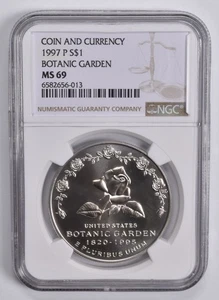 MS69 1997-P Botanic Garden Coin & Currency Commem. Silver Dollar NGC Brown *9479 - Picture 1 of 5