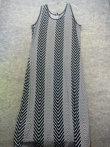 Just Love Dress Size 3x Black White Chevron Maxi Sleeveless Stretch Side Slit - Picture 1 of 8