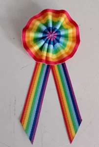 COCCARDA PACE ARCOBALENO REVERSO GAY PRIDE LGBT ARTIGIANALE 1 Pz. 10x5 cm - Foto 1 di 3
