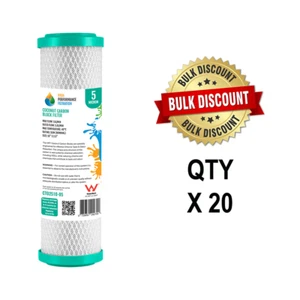 BULK 20x Carbon Block Water Filters 5 Micron 10" x 2.5" 100% Coconut Carbon 4-7 - Picture 1 of 2