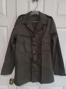 1980er Jahre SEYNTEX Niederlande niederländische Armee oliv drab Knopfleiste Shirt Größe 42R - Bild 1 von 6