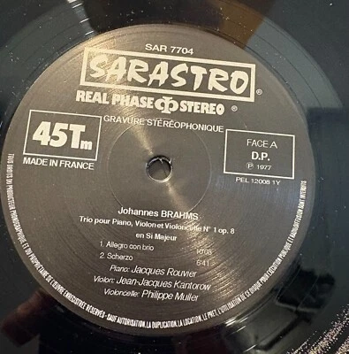 ROUVIER - KANTOROW - MULLER / BRAHMS trio no 1 op.8  / SARASTRO - Image 1 of 2