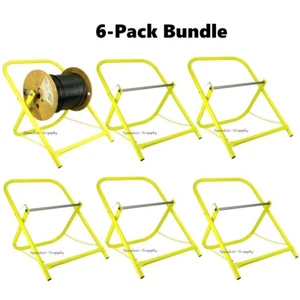 Carrito de 6 cables instalador coaxial carrete soporte de alambre plegable amarillo paquete RG6 - Imagen 1 de 6