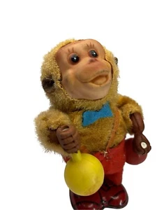 Vintage Clockwork Musical Monkey With Rattling Maracas | Antique 1960s Toy WORKS - Picture 1 of 11