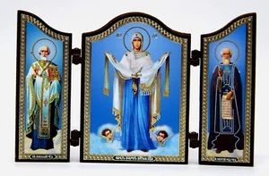 Ikone GM Mariä Schutz und Fürbitte икона богородицы Покрова освящена 13x8,4x1 cm - Picture 1 of 1