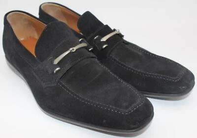 Moreschi 麂皮绒 U 尖意大利乐福鞋黑色豪华设计师鞋男式美国 9.5 码 — 第 1/4 张图片