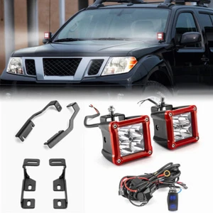 Cápsulas LED 40W 3"" (carcasa roja) + soportes de zanja + cable para Nissan Frontier 20005-2024 - Imagen 1 de 11