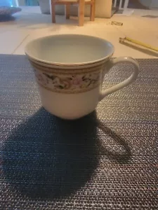 Daphne by WALLACE HERITAGE (JAPAN) Footed Cup Only Pink Flowers, Yellow Band - Picture 1 of 5
