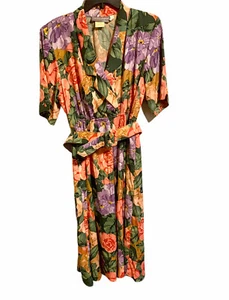 Vestido de Colección Carol Anderson Brillante Floral Jardín Fiesta Cinturón Hombro Almohadillas 13/14 - Imagen 1 de 9