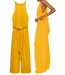 Zara Jumpsuit Mustard Yellow Loose Fit Belted Summer Wide Leg size M 2298/116 - Picture 1 of 9