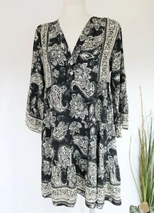 Kleid Tunika Hängerchen EG 36 38 40 Paisley schwarz beige - Bild 1 von 4