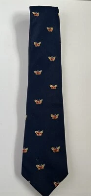 Corbata para hombre Damon azul marino con mariposas 55" x 3,25" Foto 1 de 4