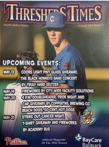 Andrew Painter May 2022 Clearwater Threshers Phillies Minor League MiLB Program - Picture 1 of 11