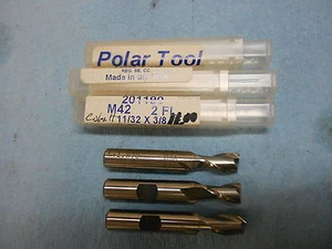 3 NEW POLAR END MILLS 11/32" X 3/8" SHK 2 FL 3-3/3" X 1/2 LOC M42 COBALT USA 670 - Picture 1 of 1