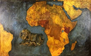 GREAT MAP OF AFRICA. OIL PAINTING ON CANVAS. ANONYMOUS. SPAIN. XXTH CENTURY - Picture 1 of 1