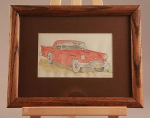 Art Print Limited Edition 55 56 57 T Bird Ford Thunderbird Signed 13.5X10.5 - Picture 1 of 1