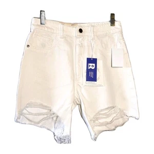 DL1961 Relaxed Vintage Emilie Shorts White Raw Hem Destroyed Size 24 Grunge - Picture 1 of 9