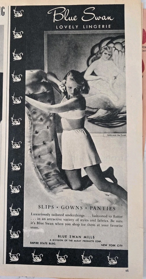  Womens Blue Swan Mills slips gowns panties vintage Lingerie ad  - Image 1 of 1