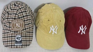 NEW ERA 59Fifty Cappellino Pied de Poule New York Yankees NY Velluto a coste Rosso Giallo 3pz  - Foto 1 di 6
