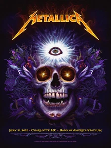 Impresión de póster artístico X/50 firmado por artista de Metallica Charlotte NC 2025 N.C. Winters - Imagen 1 de 3