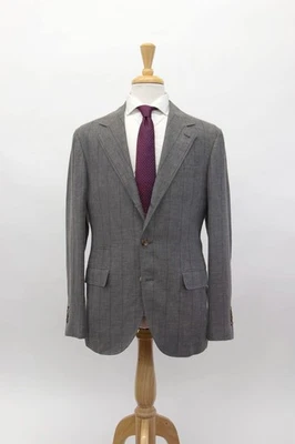 NWT $6900 Brunello Cucinelli Men's Pinstripe "Leisure Fit" 2Pc Suit 50/40US A258 - Image 1 of 4