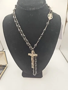 Vintage Sterling Silver And Black Beaded Rosary - Picture 1 of 10