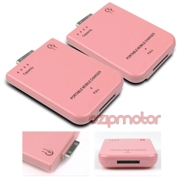 2 X 2800MAH портативный внешний розовый аккумулятор зарядное устройство 30-pin iphone 4s 4 IPOD NANO - Изображение 1 из 1