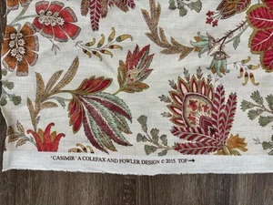 NEW 1+YDS. COLEFAX & FOWLER CASIMIR LINEN FABRIC-EARTH TONES-OFF CUT - RED/GREEN - Picture 1 of 11