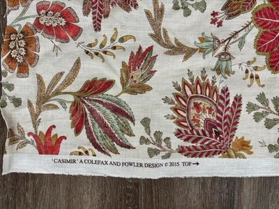 NUEVO 1+YDS. TELA DE LINO COLEFAX & FOWLER CASIMIR - TONOS TIERRA - CORTE - ROJO/VERDE Foto 1 de 4