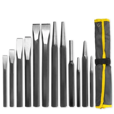 XtremepowerUS 12-Pieces Mechanics Steel Metal Punch & Chisel Tool Set Cold - Image 1 of 4