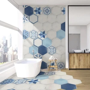 VIETRI ESAGONO DECORO MIX - GRES PORCELLANATO DECORO MIX CEMENTINA ESAGONALE 40X - Foto 1 di 12