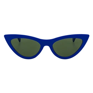 TABBY - High Pointed Retro Small Cat Eye Sunglasses Blue Green Tint - Picture 1 of 8