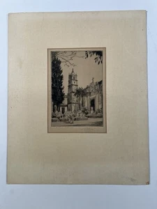 Edgar L Pattison Etching The Cathedral Batangas Philippines Signed Vintage - Picture 1 of 14