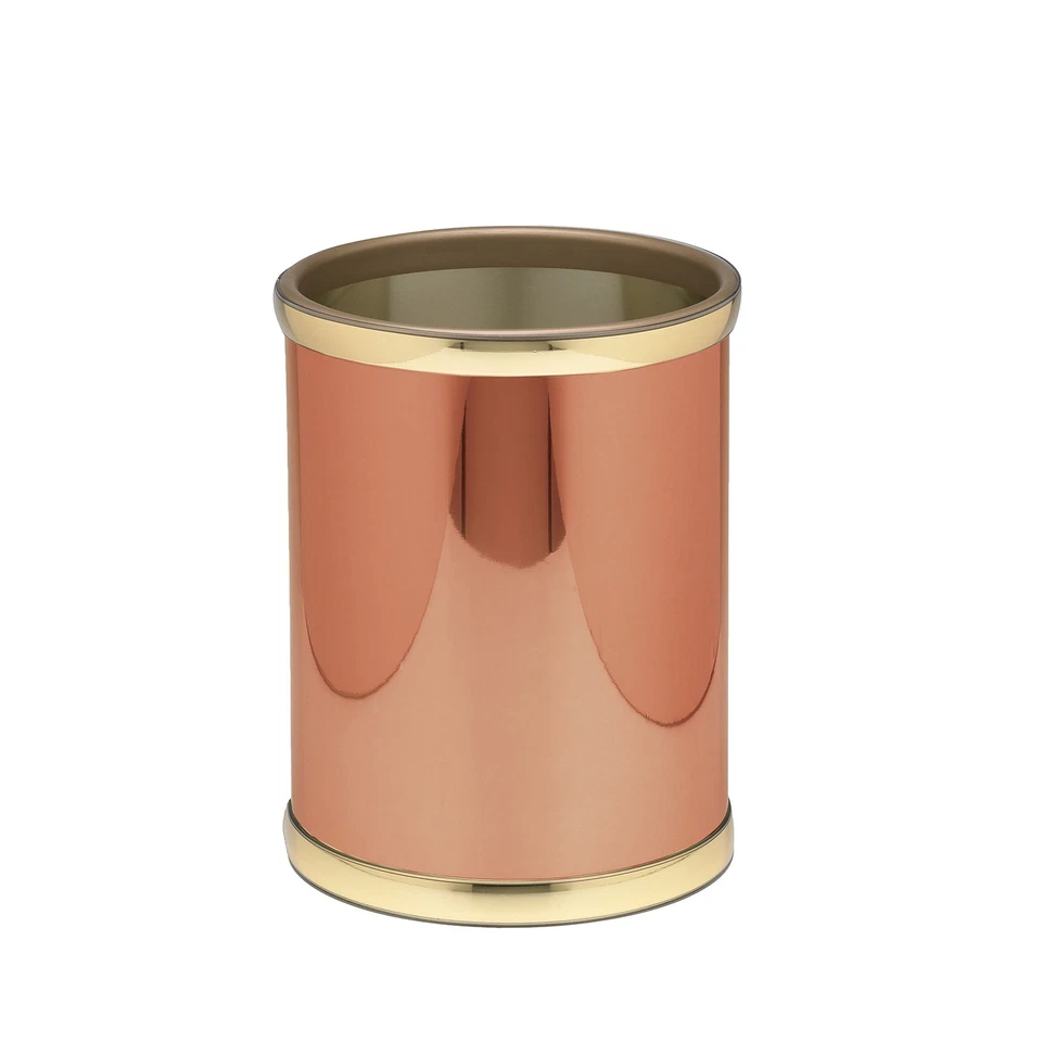 Cesta de residuos redonda Mylar de cobre y latón pulido, 8 cuartos Foto 1 de 1