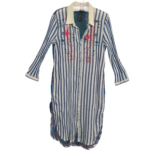Aratta Silent Journey Hemdblusenkleid mit Blumenstreifen Größe Medium - Bild 1 von 13