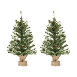 Mini Pine Tree with Burlap Bag Base and Pinecone Accents (Set of 2) - Picture 1 of 2