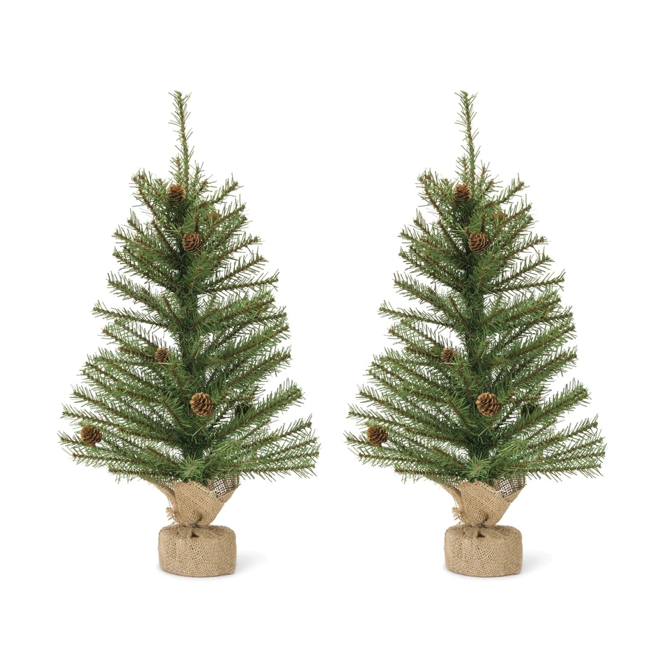 Mini Pine Tree with Burlap Bag Base and Pinecone Accents (Set of 2) - Image 1 of 2