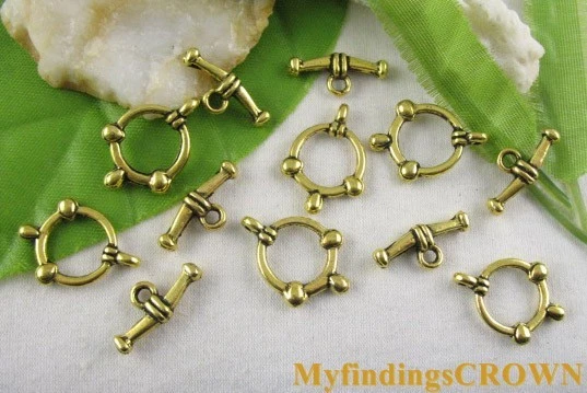 50set Antiqued gold circle toggle clasps FC5026 - Image 1 of 1