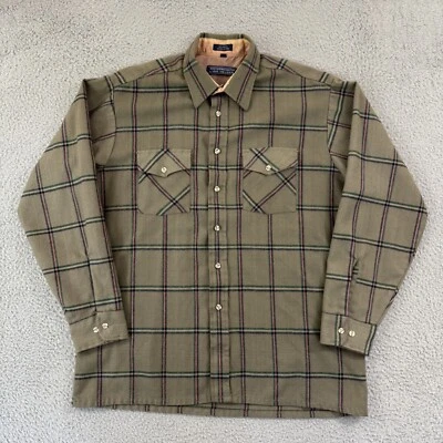 Vintage Van Heusen Shirt Mens XL Brown Plaid 80s Flannel Winterweights Button Up - Image 1 of 4