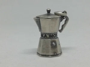 CIONDOLO ARGENTO MOKA CAFFETTIERA BRUNITA MM 9X16  EXPLOIT - Foto 1 di 7
