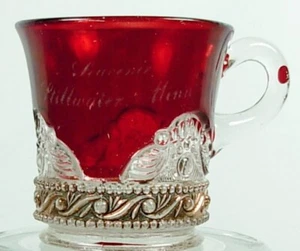 RUBY FLASH STAINED SMALL CUP STILLWATER MINNESOTA SOUVENIR - Picture 1 of 4