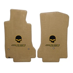 L2007-E2013 Floor Mats Deluxe Cut-Pile Jake Skull over Corvette Racing Script - Bild 1 von 1