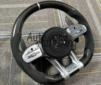Volante de carbono actualizado para Mercedes-Benz AMG W205 W204 C43 G63 GTS GLE Foto 1 de 4
