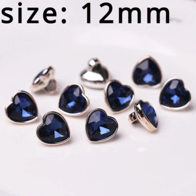 6X Glitter Crystal Buttons Sewing Craft for Cardigan Costume Heart Shape Decor - Image 1 of 4