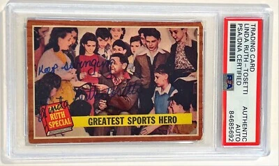 1962 Topps Sports Hero Babe Ruth Linda Ruth Tosetti Signed Card #143 PSA/DNA - Image 1 of 2