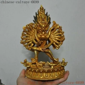 7'' Tibetan bronze Gilt 24k gold 1000 arms Avalokitesvara Mahakala Buddha statue - Bild 1 von 8