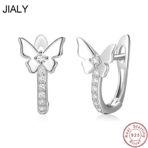 JIALY European Pave AAA CZ S925 Sterling Silver Hoop Earrings Bowknot For Women - Picture 1 of 6